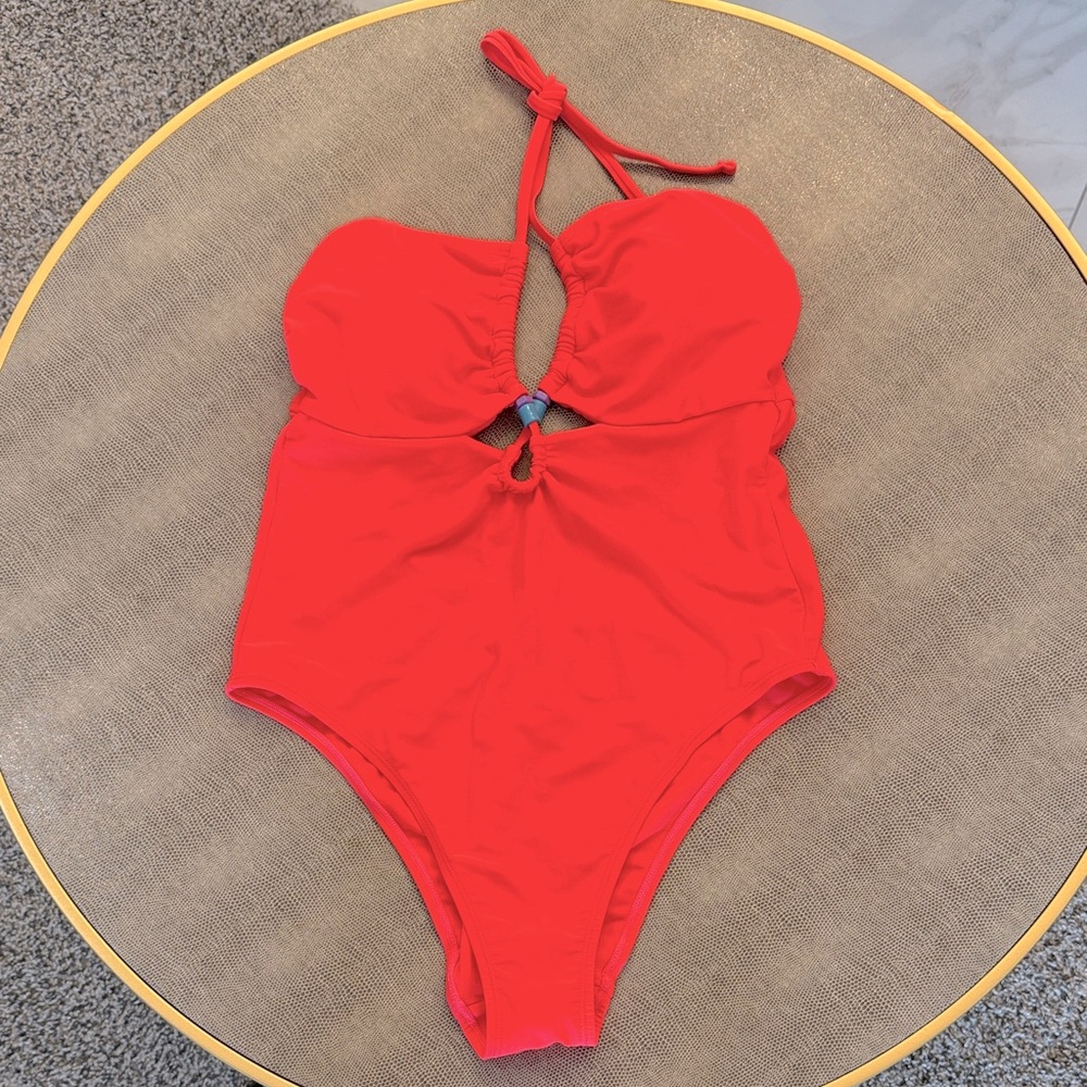 Endless Waves Womens One Piece Swimsuit-  Hot Coral Large